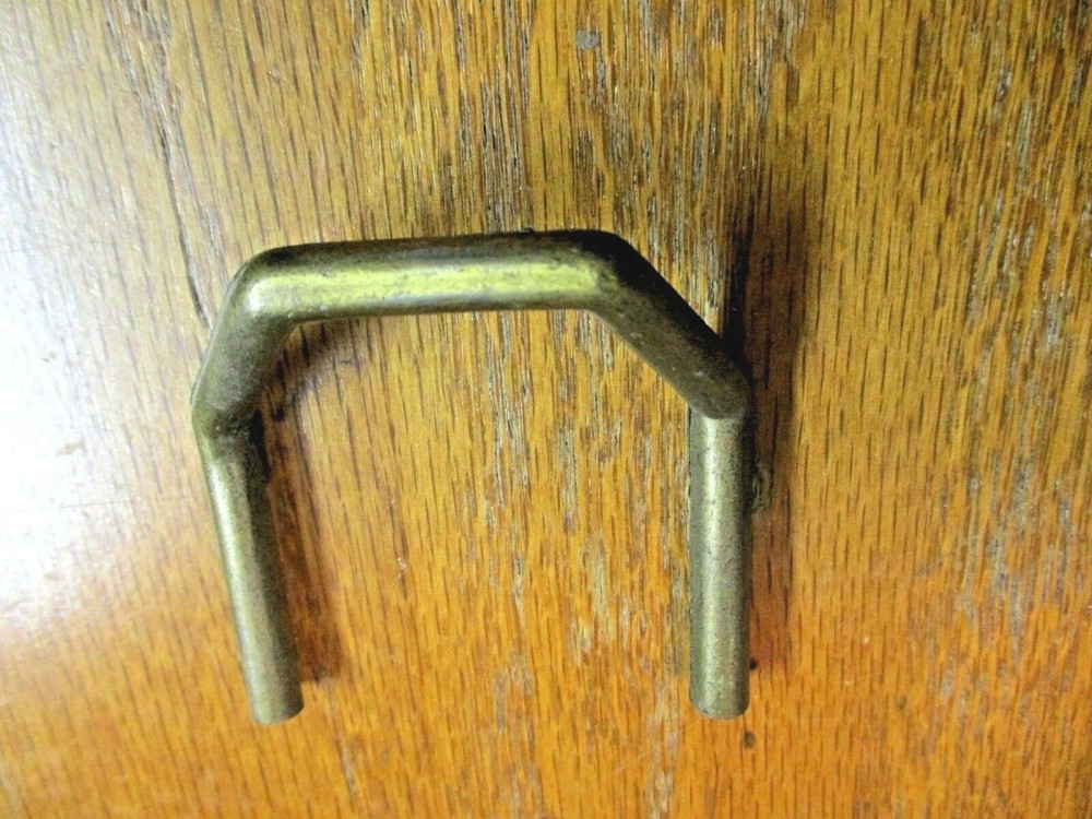 Drawer Wire Pull 338 Handle 45 Degree Half Octagon 2" Centers Dark Brass MCM Vtg