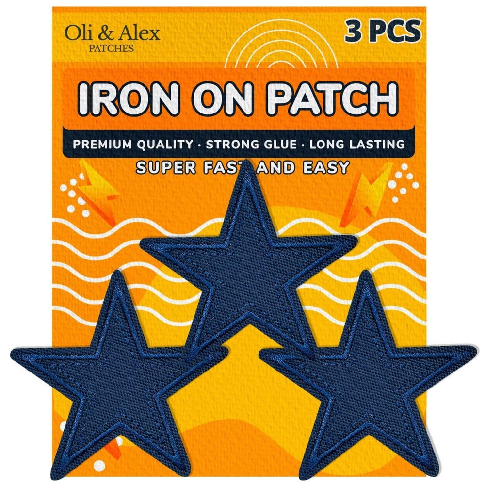 Iron On Patches - Blue Star Patch Iron On 3 pcs Patch Star S-90