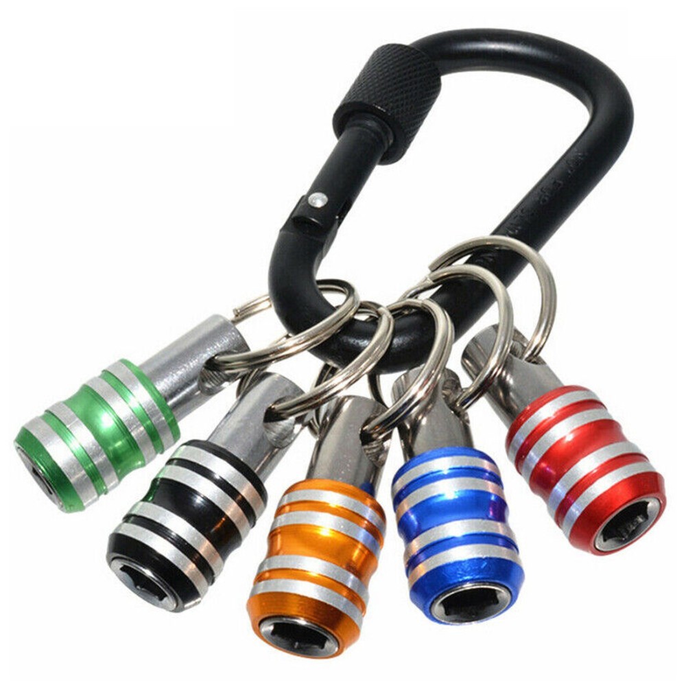 5Pcs 1/4" Hex Shank Quick Release Key Chain Screwdriver Bit Holder Bits Tools