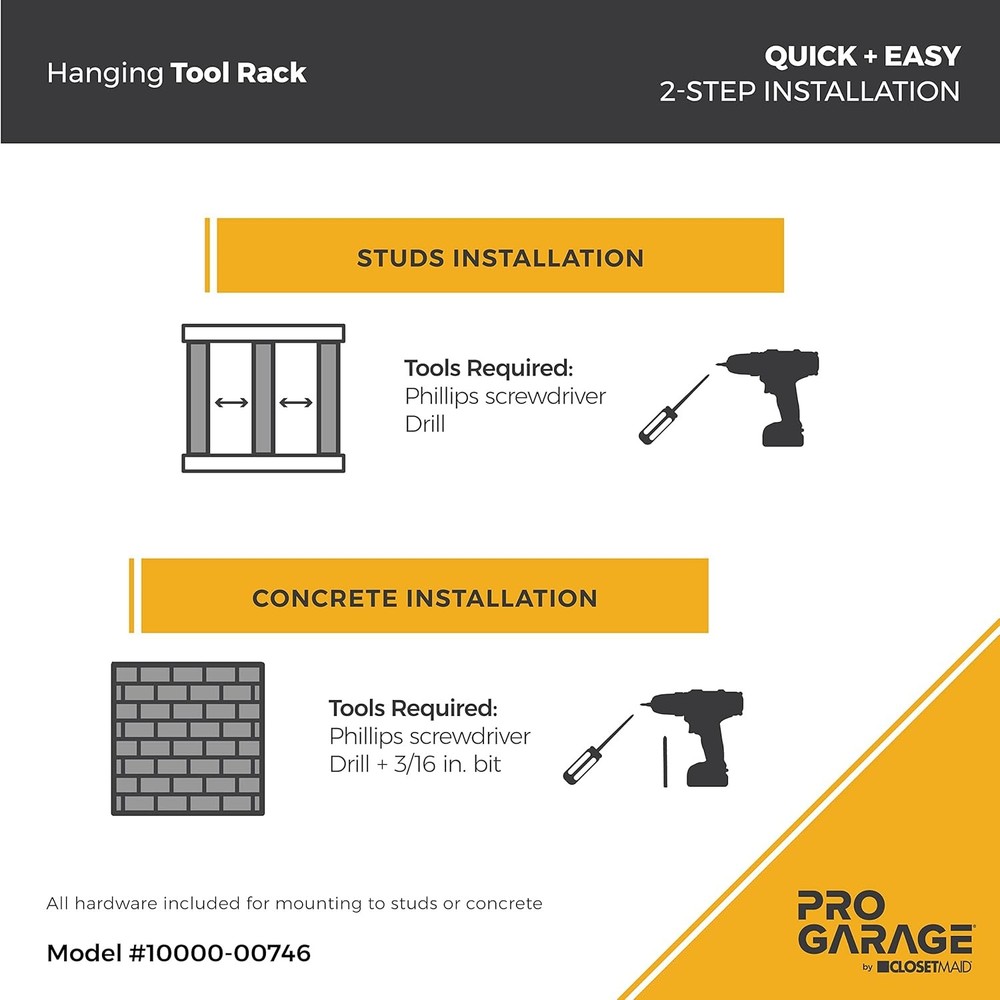 ClosetMaid ProGarage Tool Organizer Racks 2 Pack 8 Hooks
