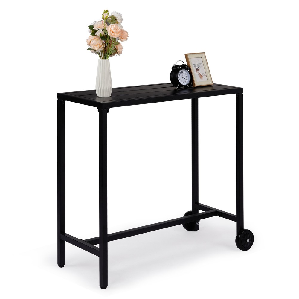 【Replace 92798956】40" Outdoor Bar Table with Wheels, Rectangle Narrow