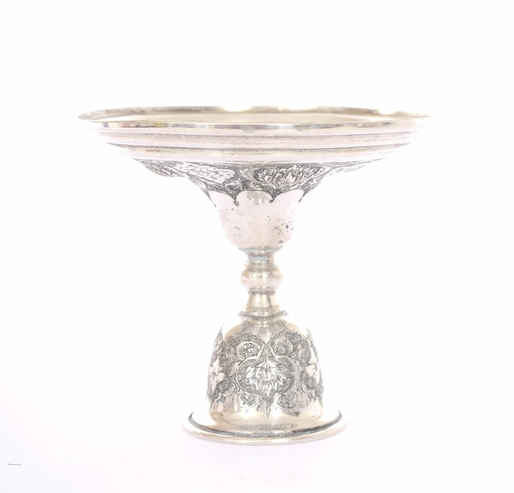 Persian Islamic Solid Silver Repousse Candlestick Candle Holder Marked 135 Gram