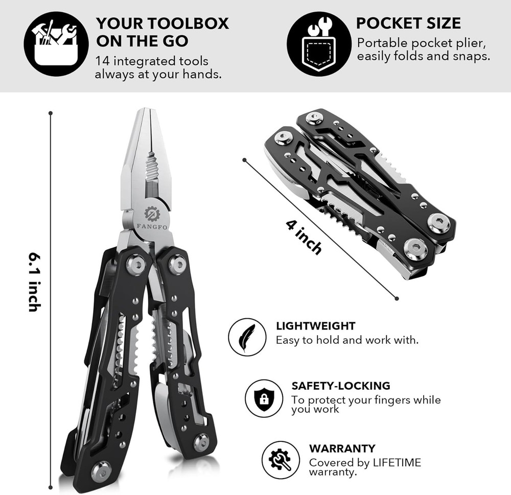 Durable 14-in-1 Pocket Multitool with Nylon Sheath for Ultimate Accessibility