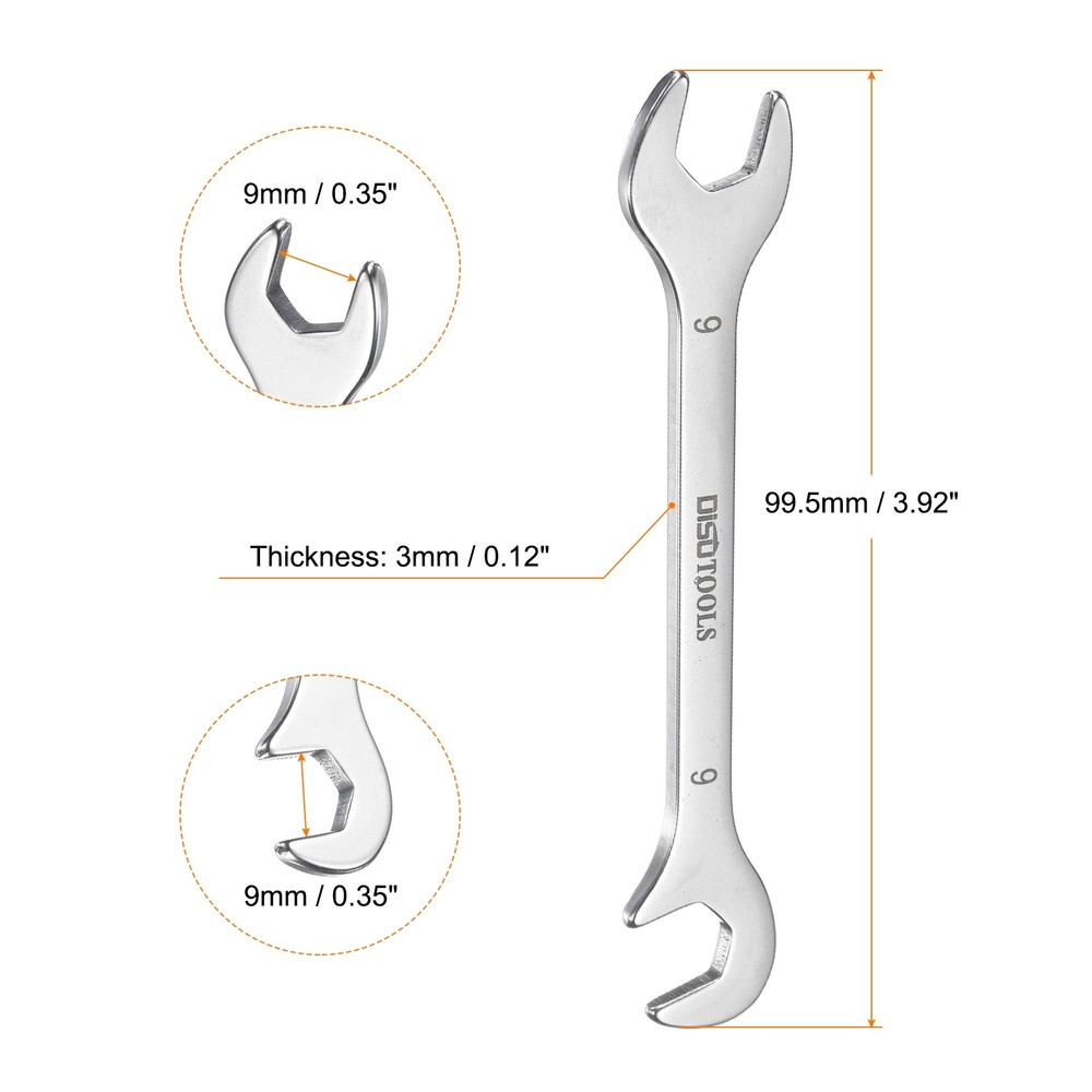 Super-Thin Open End Wrench 9mm Metric Angled Open-End Wrench