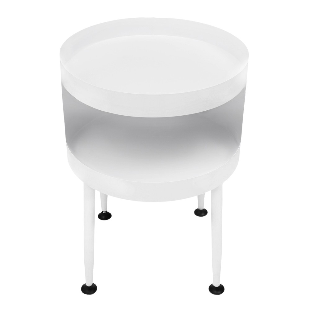 Round Table with Open Storage, Iron Bedside Table Modern Side Table 40x40x55cm