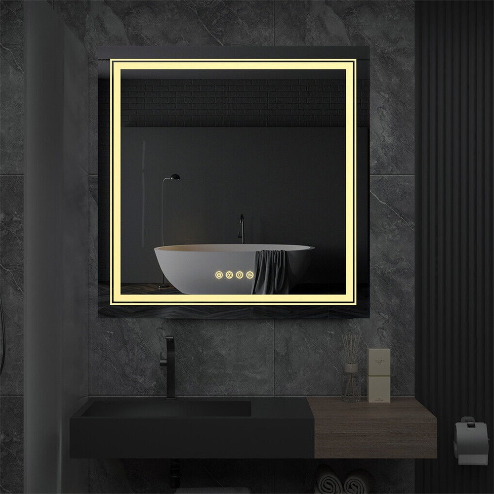 Large Bathroom HD Vanity Mirror RGB Multicolor Backlit+Adjustable Front-Lighted