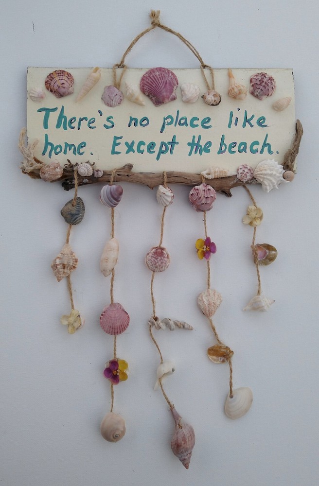 beach decor wall hanging shell mobile 15" by 9" 