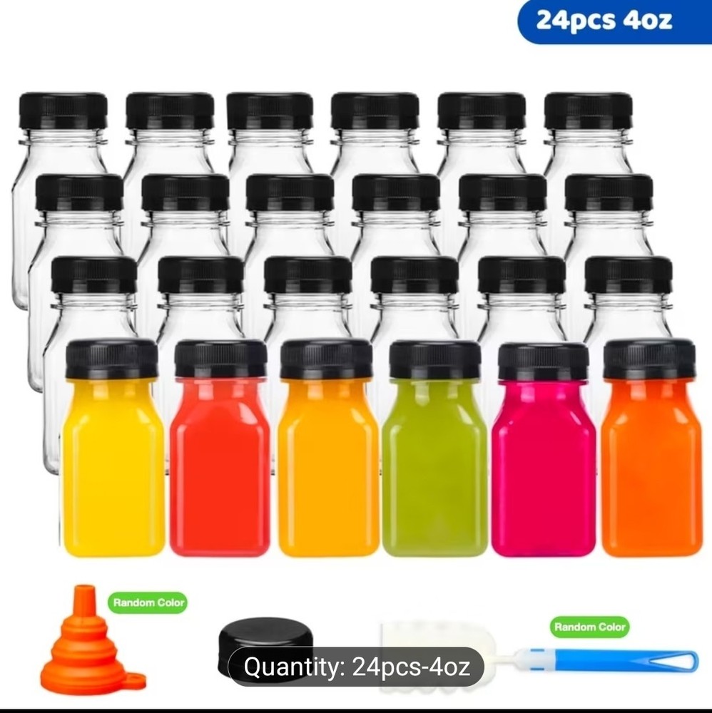 24pcs 4oz Mini Plastic Juice Bottles With Caps