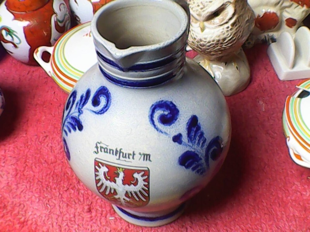 LARGE STONE BEER PITCHER - WEST GERMANY FRANKFURT