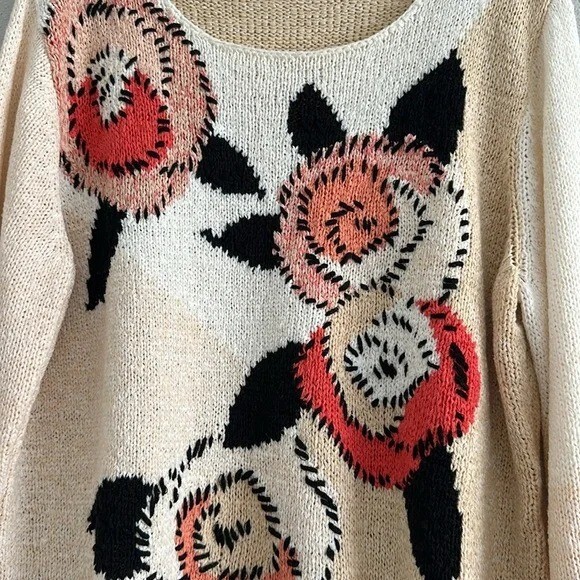 Multicolor Retro Floral Sweater medium--