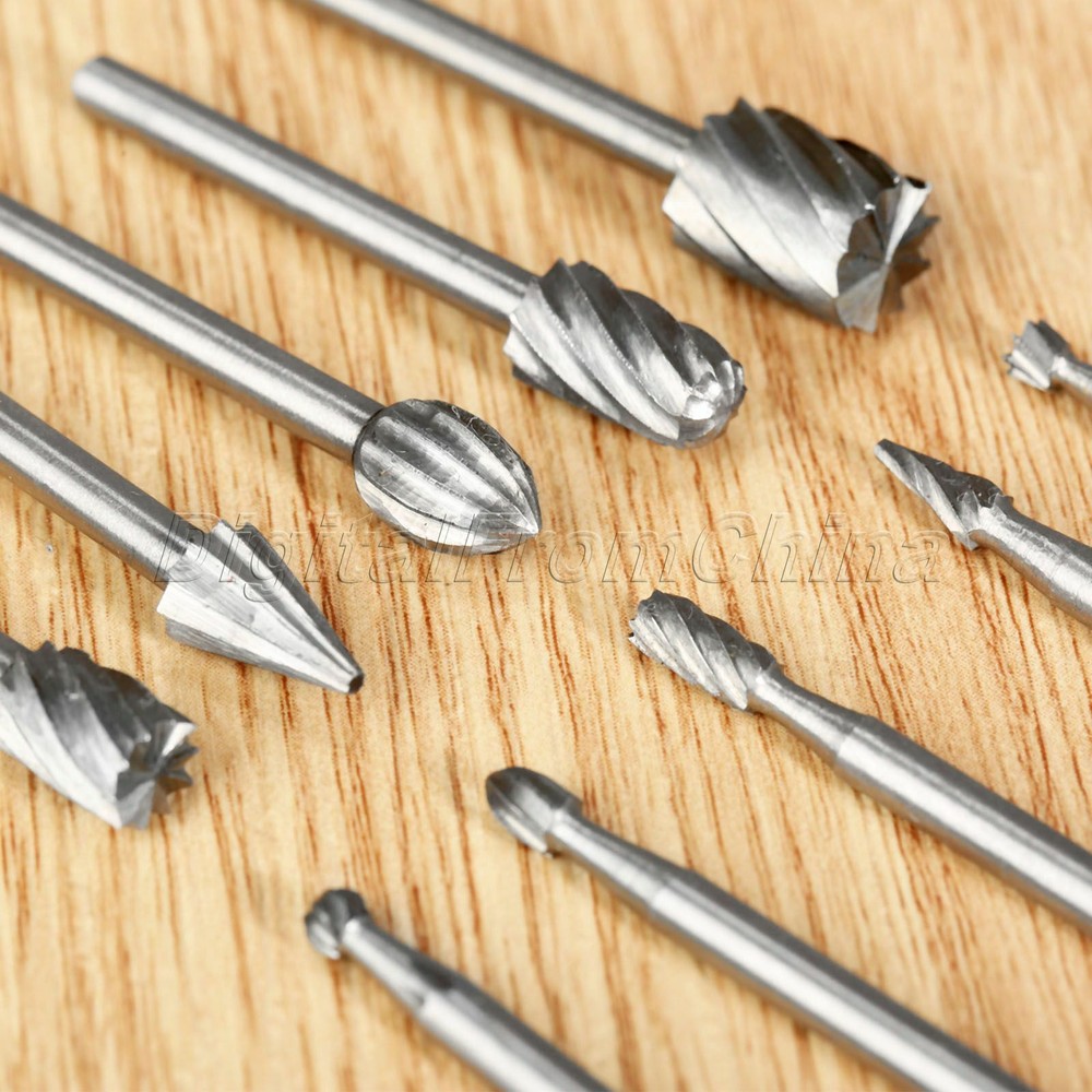 10Pc HSS Engraving Cutting Chamfering Grooving Polishing Routing Drill Bits File