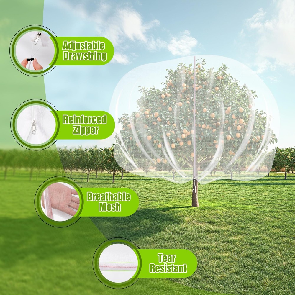 12.6 * 12FT Large Fruit Tree Netting, Tree Nets for Fruit Trees with Zipper a...