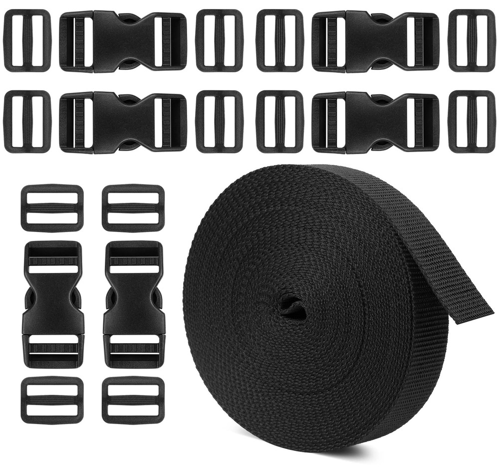 Phinus Buckle Straps 1 Inch, Webbing Polypropylene 11 Medium, Black