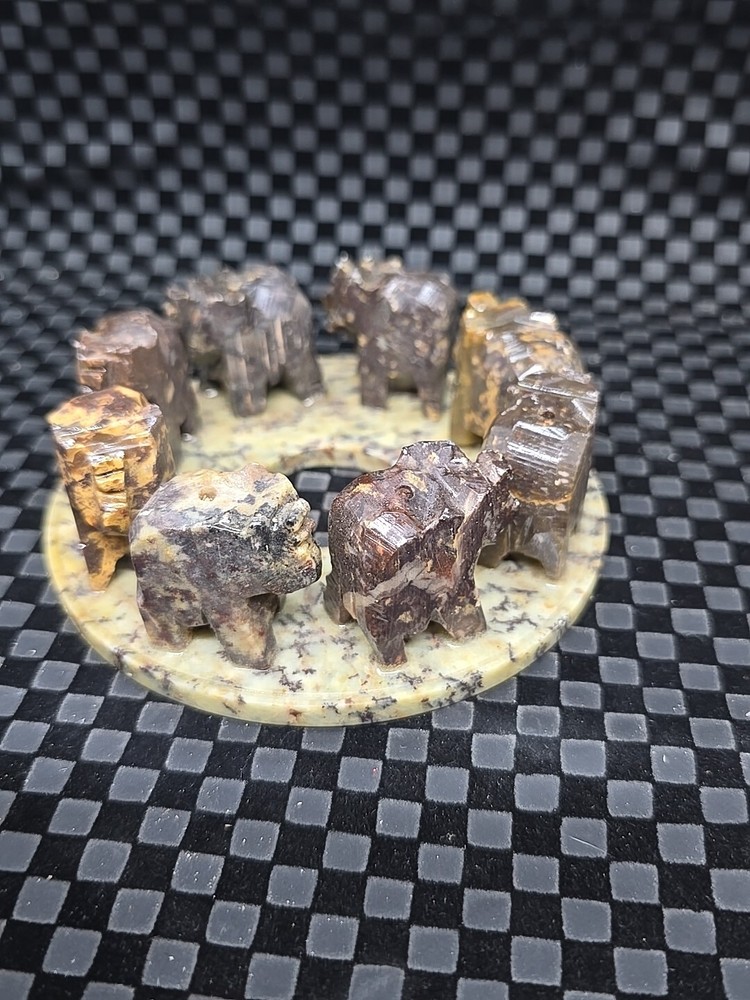 Carved Marble Elephant Ring Circle Insence Burner Holder India