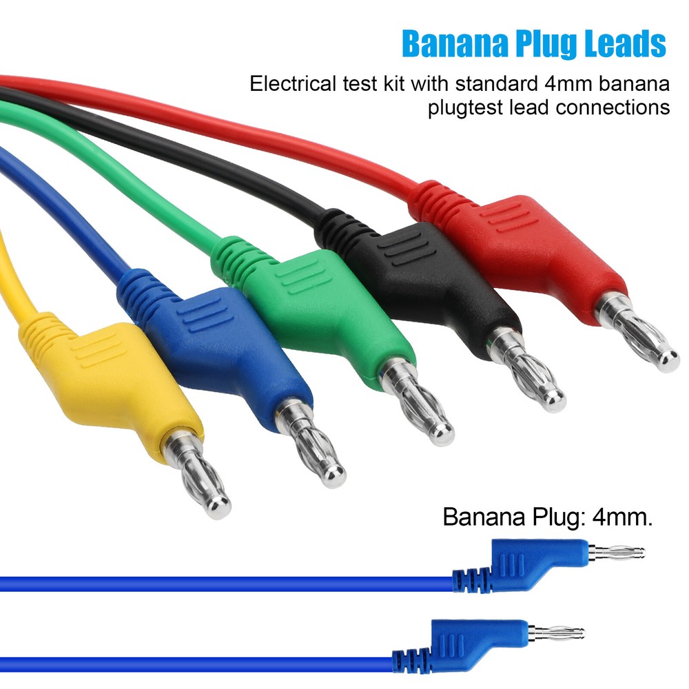 5Pcs 1000V Stackable Banana to Banana Plug Test Lead Wire Cable for Multimeter