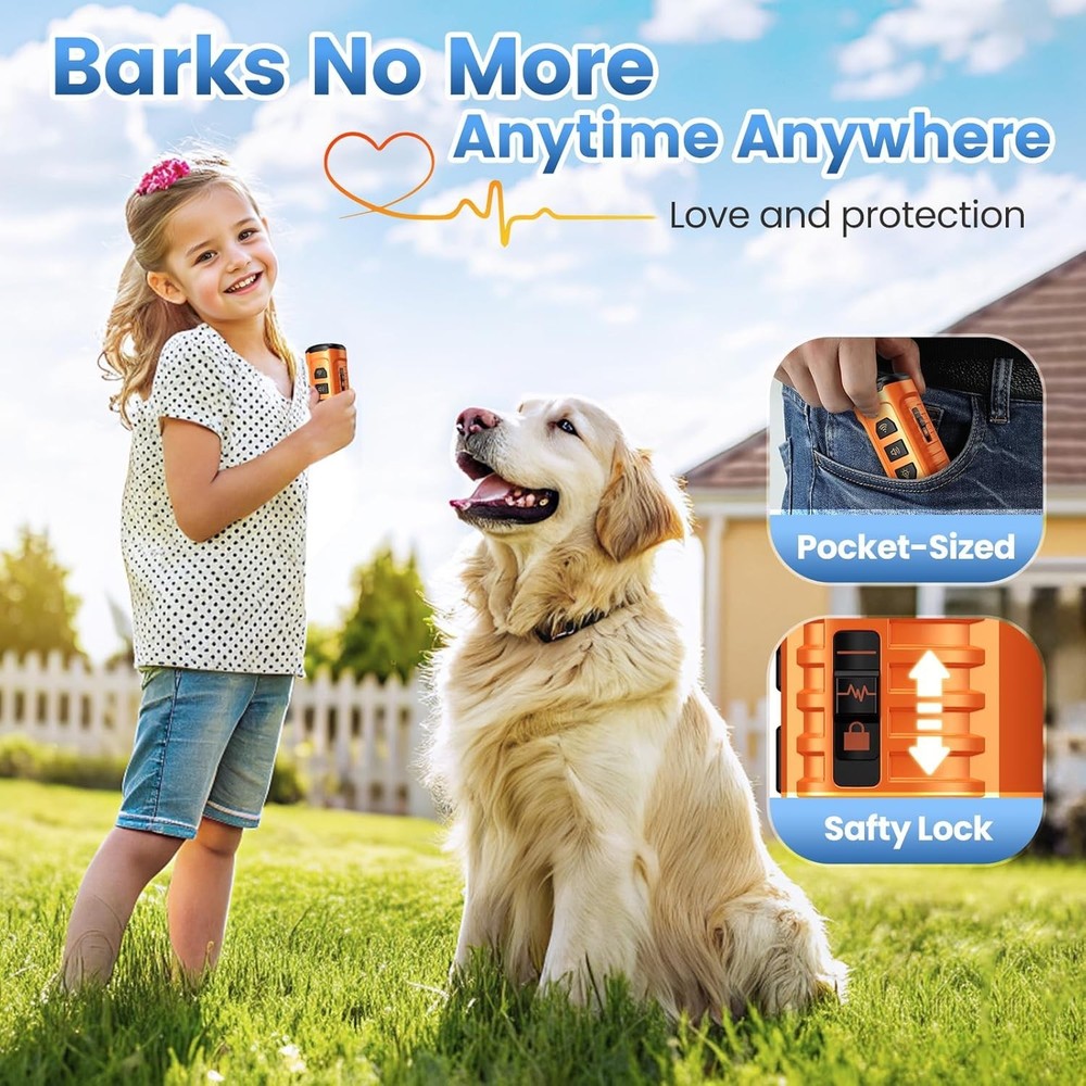 Portable Ultrasonic Bark Control Device - 30 Days Charge - Compact & Effective