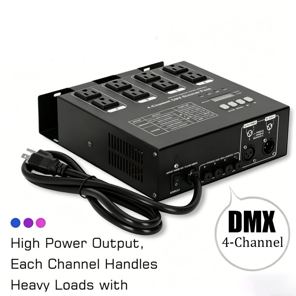 DMX 4-Channel Dimmer Pack w/DMX512 Protocol For  LED Bulb  High-Voltage Halogen