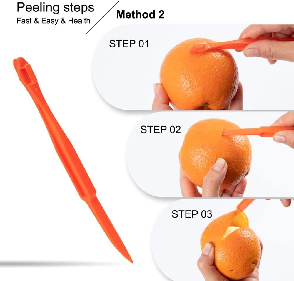 Long Handle Orange Peeler - Effortless Citrus & Fruit Slicing - 2 Pack