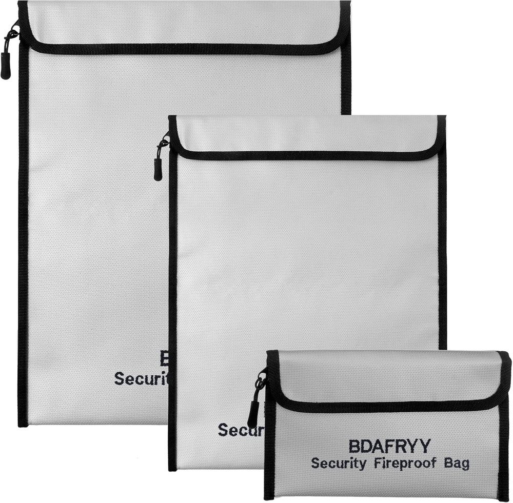 Fireproof Waterproof Document and Money Storage Bag - 3 Pack