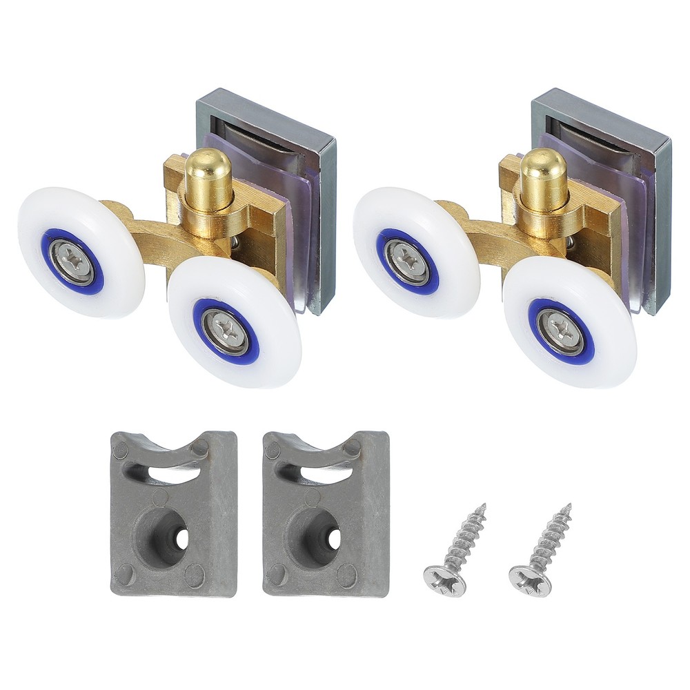 2Pcs 25mm Double Shower Door Rollers Copper Bottom Wheels Copper Tone
