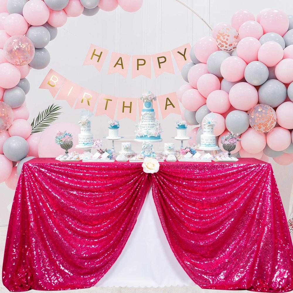 Sequin Tablecloth 72x72-Inch Hot Pink Square Sequin Table Cover Glitter Table...