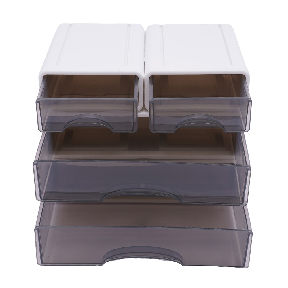 Office Storage Box with 4 Drawers Plastic Stackable Storage Drawers Organizer