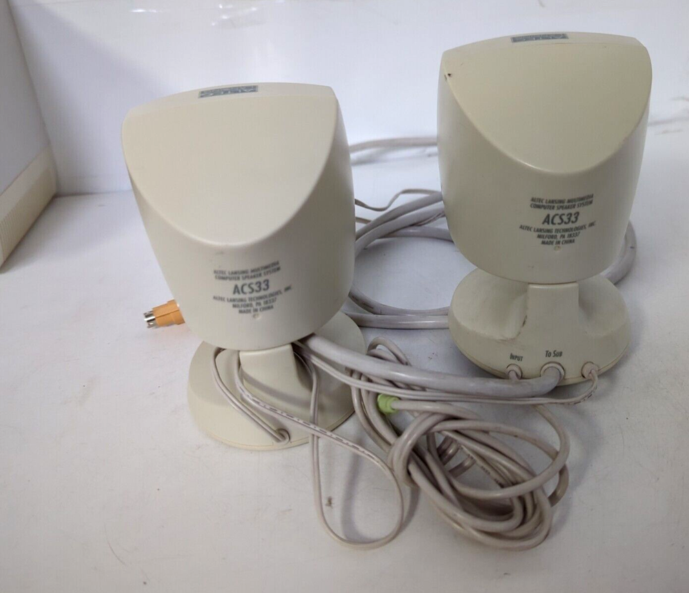ALTEC LANSING COMPUTER SPEAKER SYSTEM POWERED SUBWOOF ACS33 TESTED WORKING
