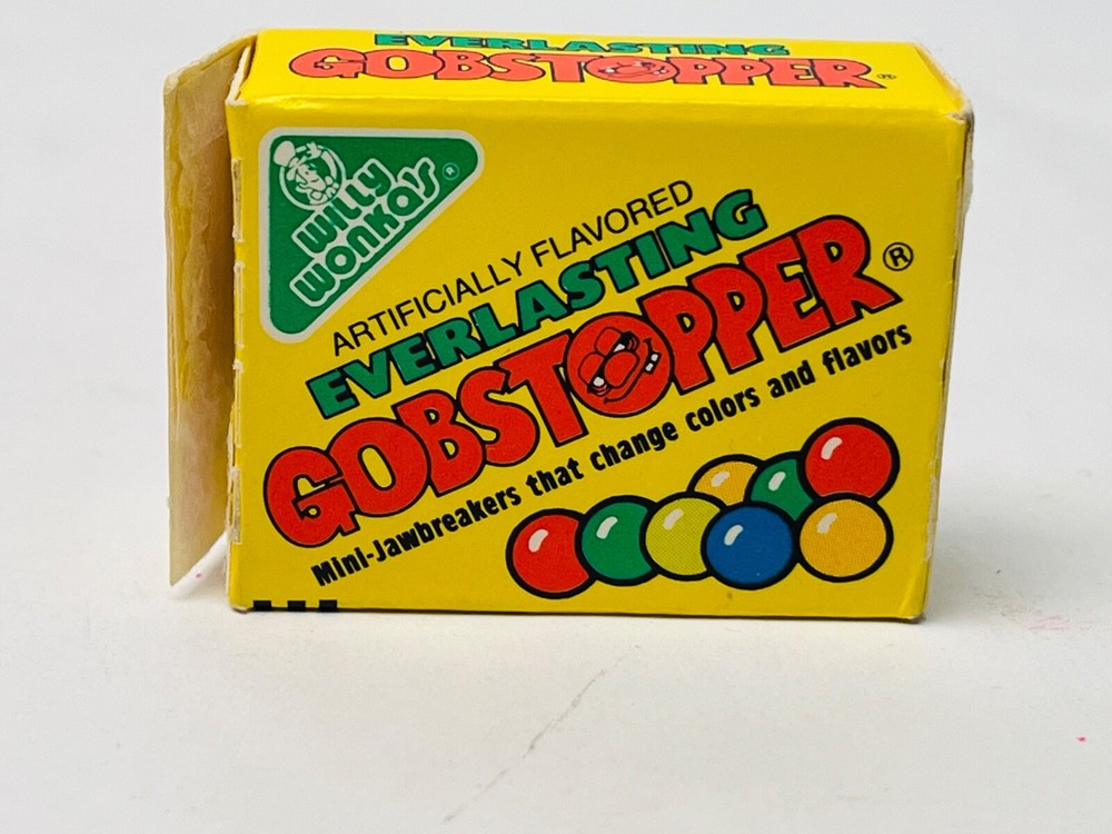 Vintage Willy Wonka's Everlasting Gobstopper Box 1989 EMPTY small 1.75" BIN C