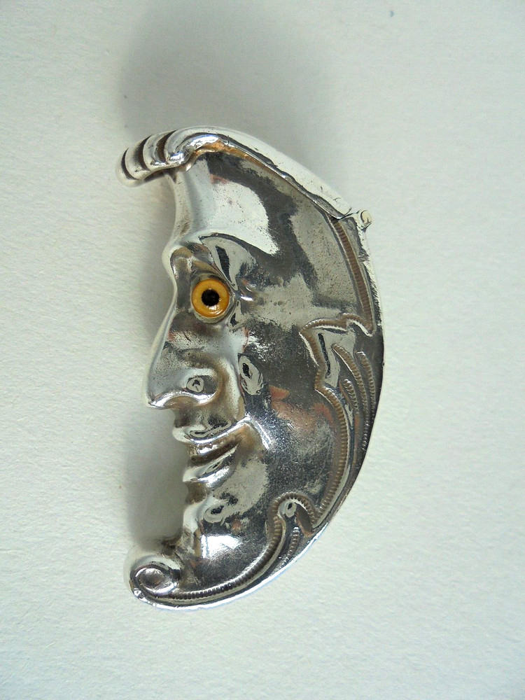 Solid Silver Man ln The Moon Vesta Case