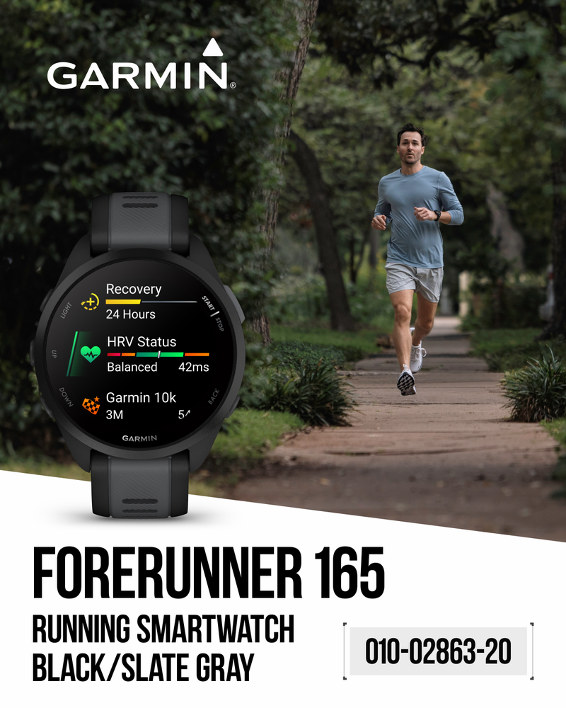 Garmin Forerunner 165 Running Smartwatch AMOLED Display Training Black / Slate
