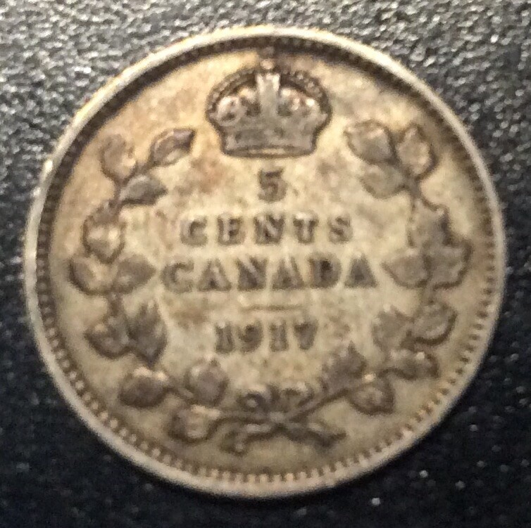 CANADA  ~ 1917 ~ 5 CENTS ~ SILVER ~ AS Shown