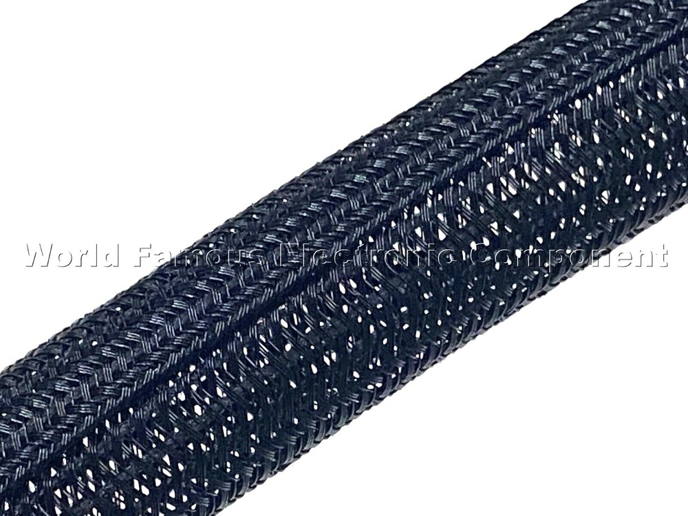 F6N0.13BK 1/8" Black Split Braided Cable Sleeving , Split Loom , Wrap -USA
