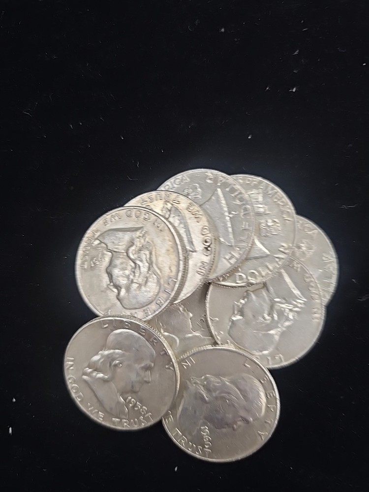 Benjamin Franklin Half Dollar Coins 90% Silver 6 coins $3 face