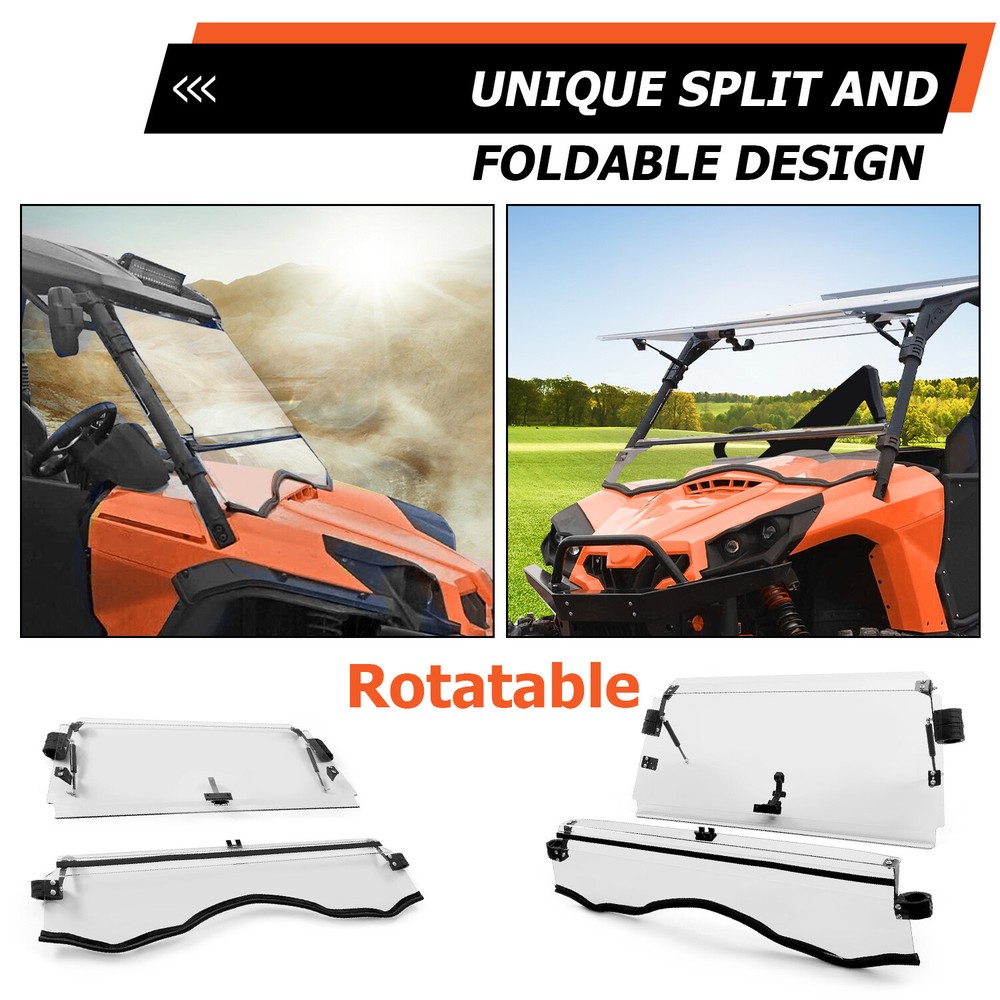 For Can-Am Scratch Resistant Full Flip Windshield 11-20 Commander 800/1000/Max