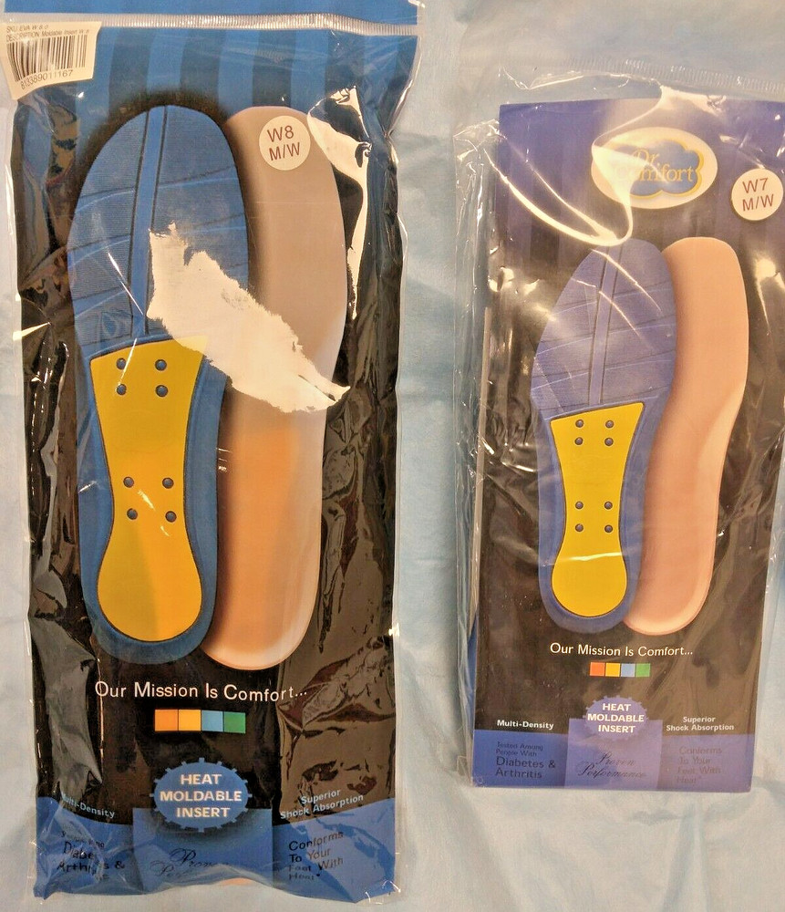 Dr Comfort Heat Moldable Shoe Inserts, Diabetes Arthritis, Various Sizes