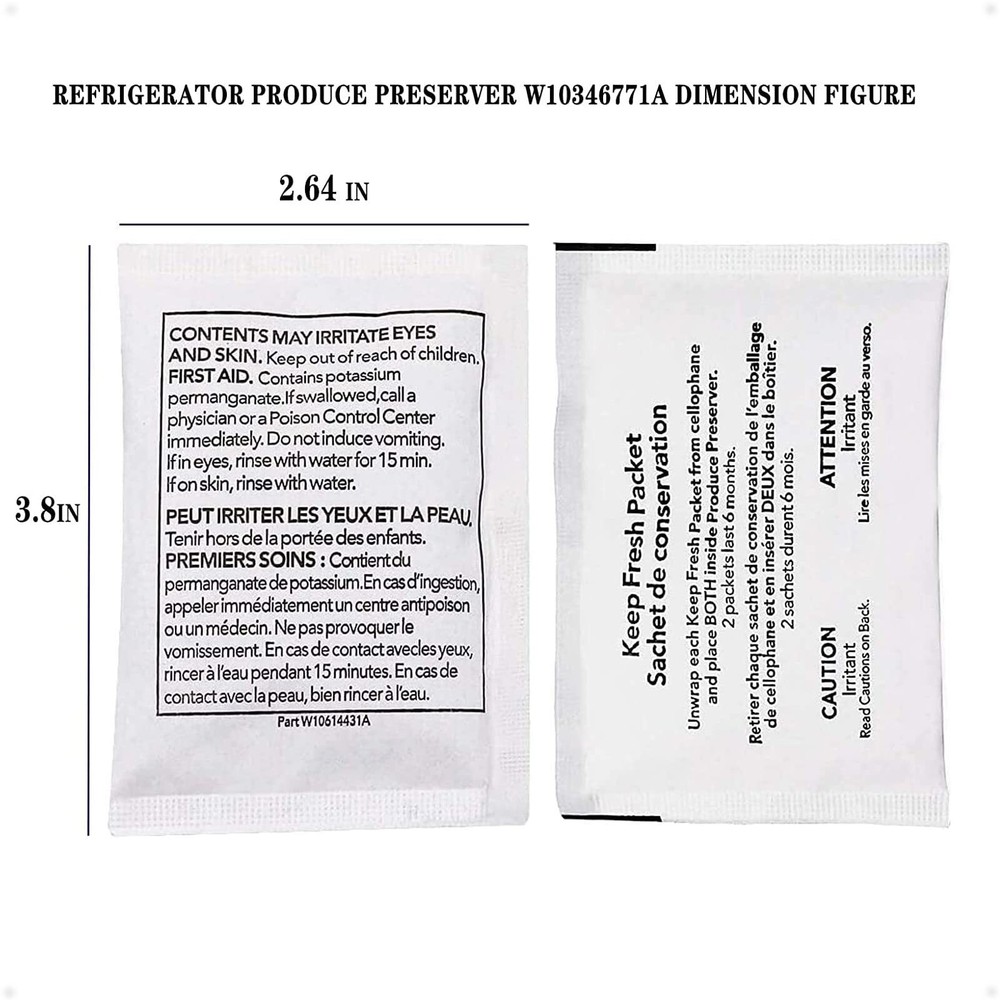 Refrigerator Produce Preserver W10346771A Replacement for 2117689 12 Packets