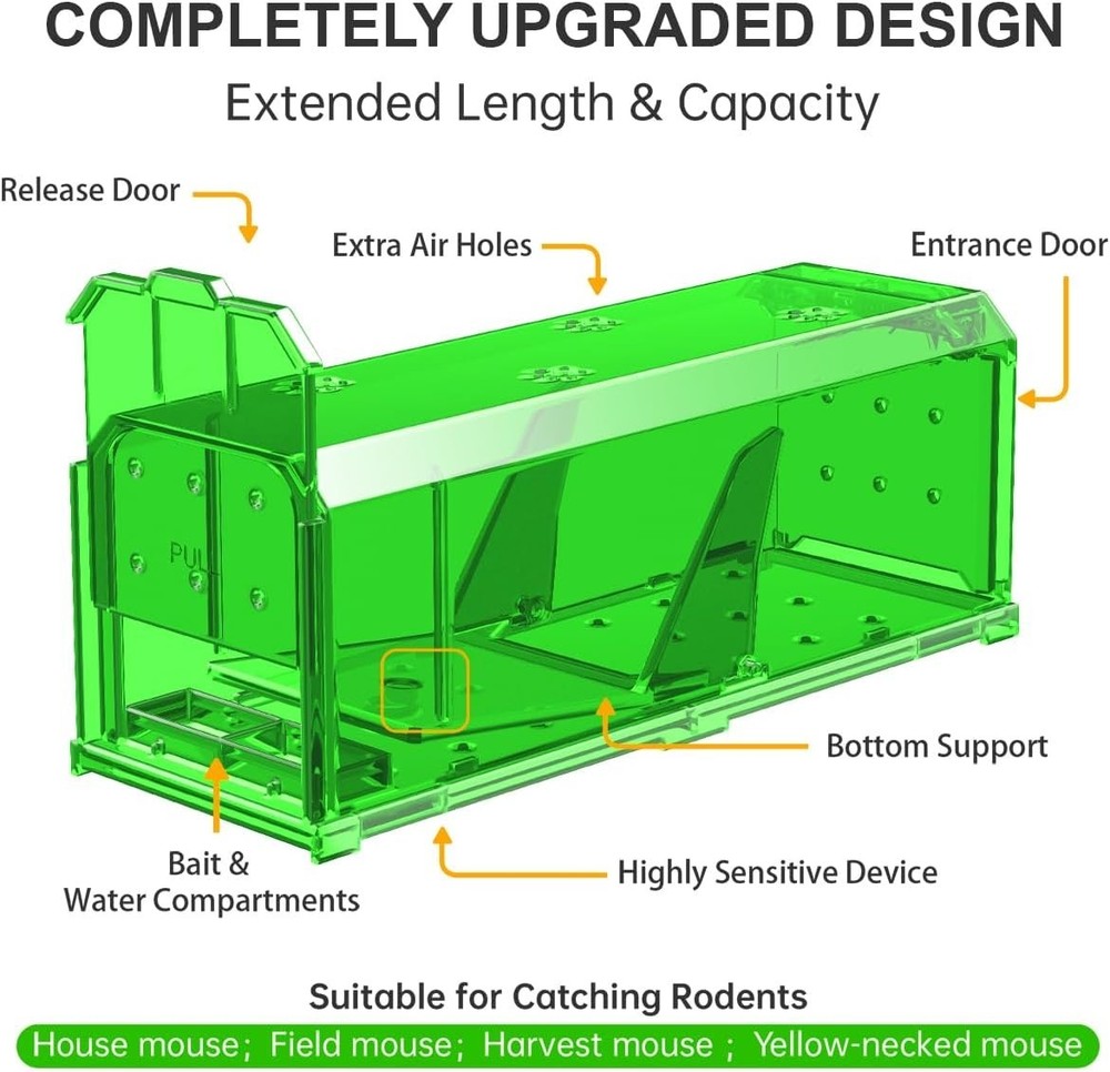 2 Pack mouse Traps Indoor for Home, Catch and Release