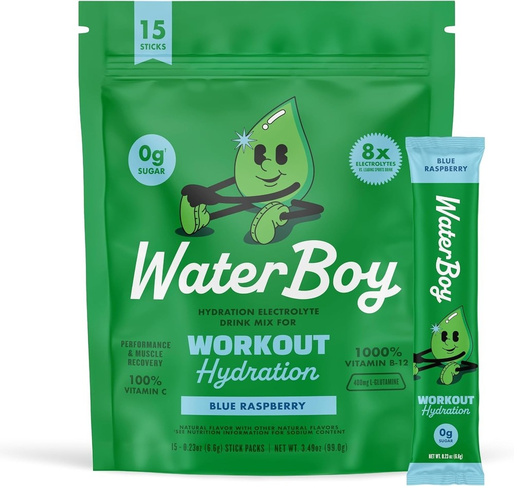 Waterboy Workout Hydration – Sugar-Free Electrolyte | Blue Raspberry (Pack of 2)