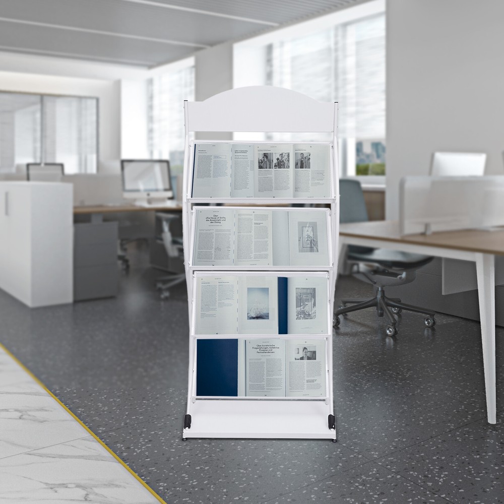 Floor-Standing Magazine Rack 4-Layer Iron Information Rack Storage Rack S-shaped