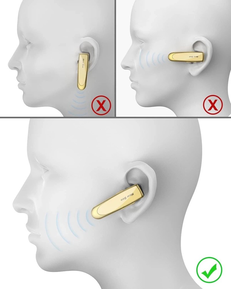 New Bee Bluetooth Headset Two Device Connection Handsfree driving Headset, Gold