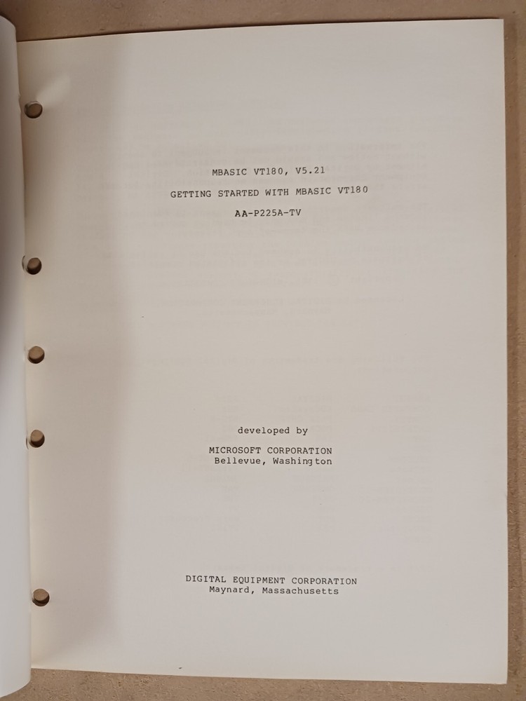 MBASIC VT180 V5.21: BASIC-80 Reference Manual, Getting Started with MBASIC VT180