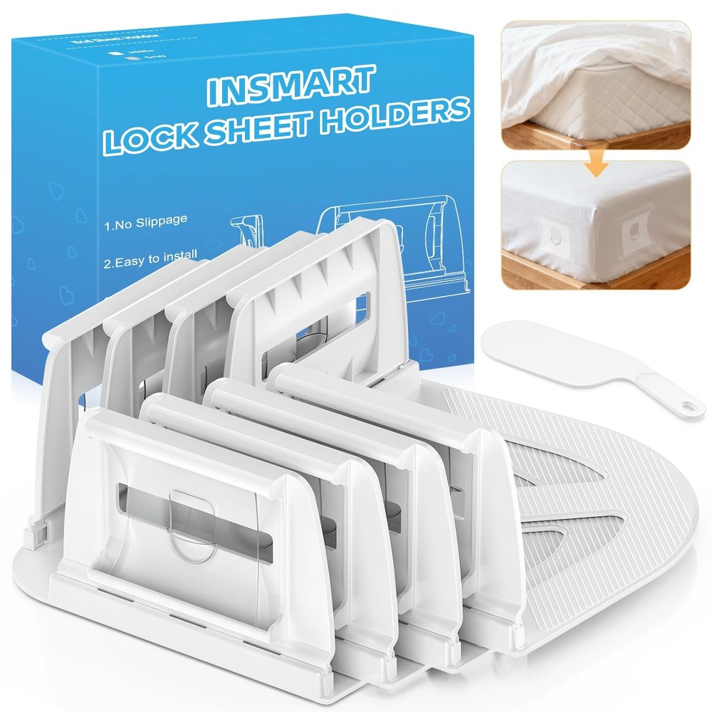 INSMART Sheet Holders - Bed Holder for Corners & Holders, White