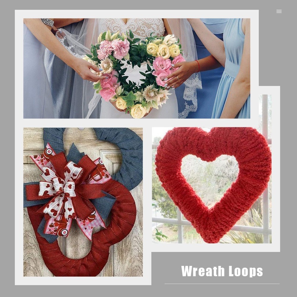 4pcs DIY Hanging Wreath Frame Heart Shaped Flower Wreath Making Hoops Iron Ring