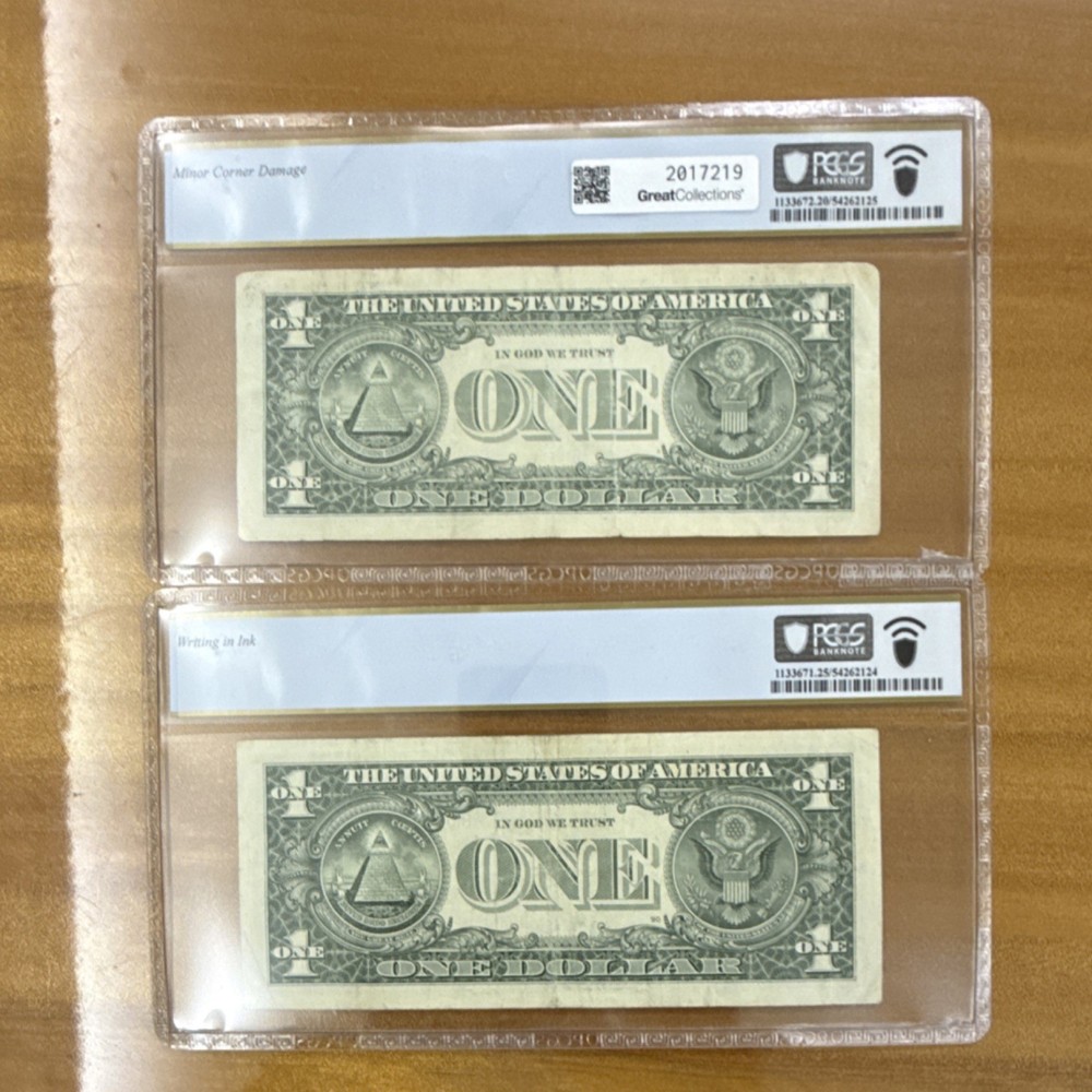 2013B $1 star Note Error Matched Pair Duplicate Serials PCGS Certified