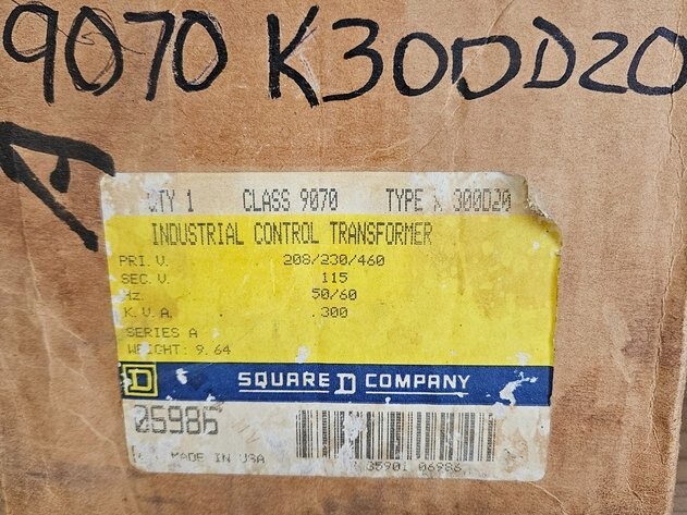 Square D Industrial Control Transformer 9070TF300D0
