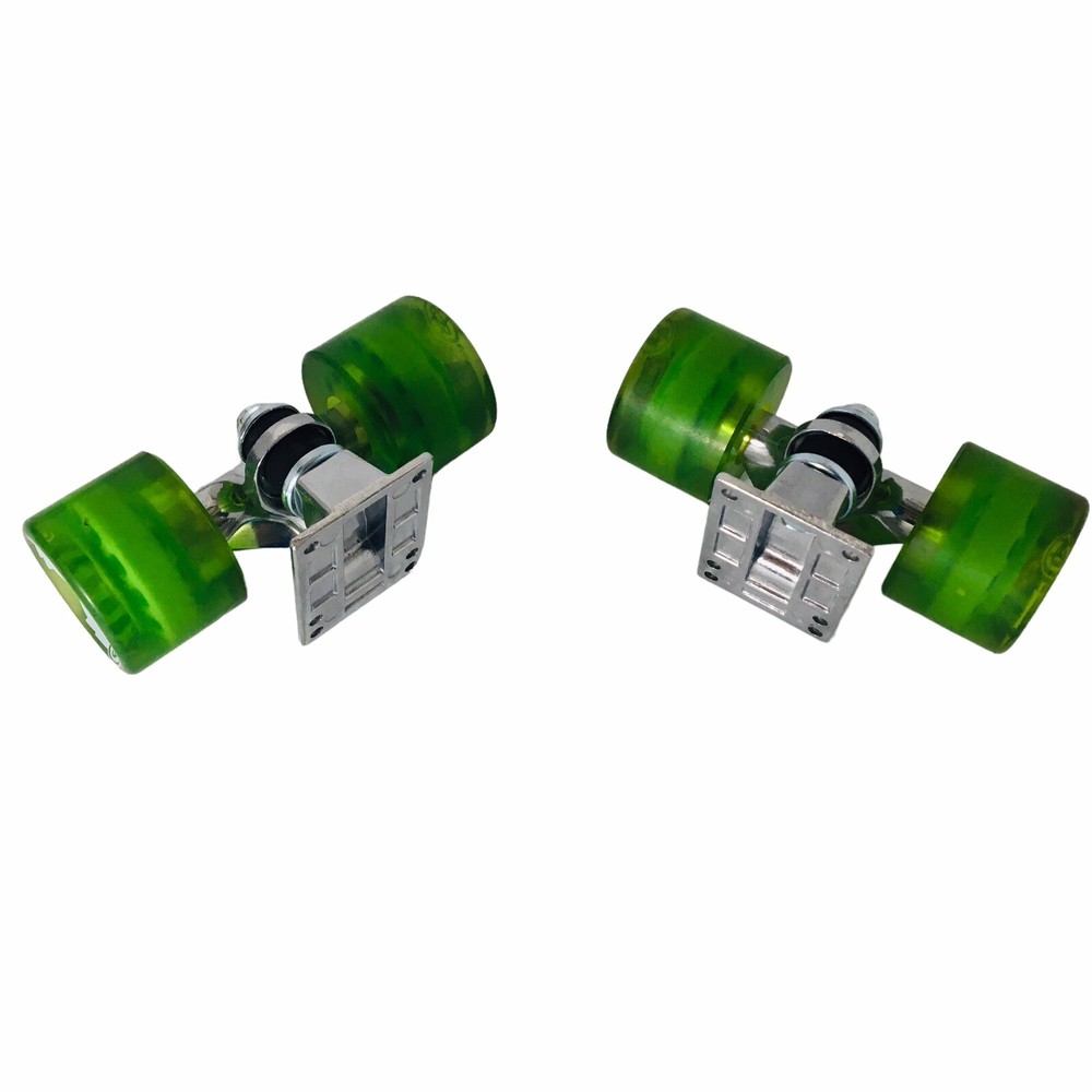 Skateboard Wheels Green Translucent w/Baseplate & Hardware