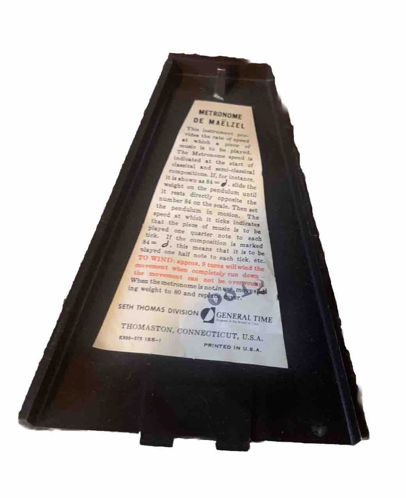 Vintage Seth Thomas Metronome Wind Up De Maelzel Metronome