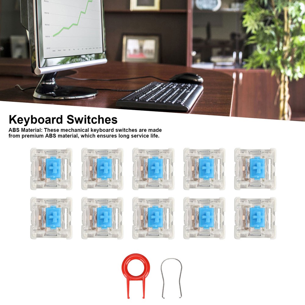 10Pcs Keyboard Switches Blue Switch Exquisite Structure for Replacement DIY