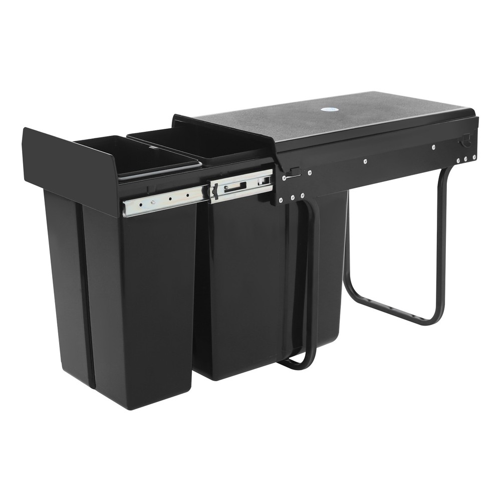 Kitchen Pull Out Under Cabinet Trash Can Garbage Can with Two Buckets(10L + 20L)