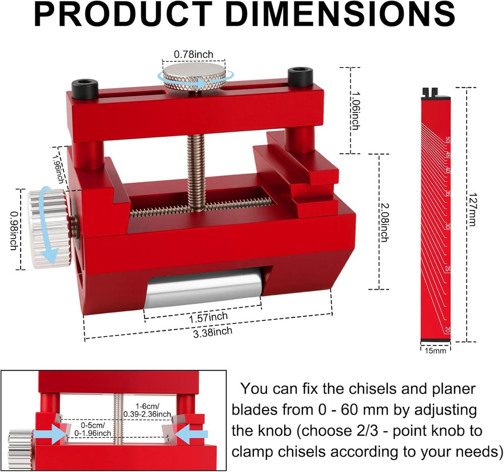Chisel Sharpening Kit with Honing Guide & 400/1000 Grit Diamond Stone, Woodworki